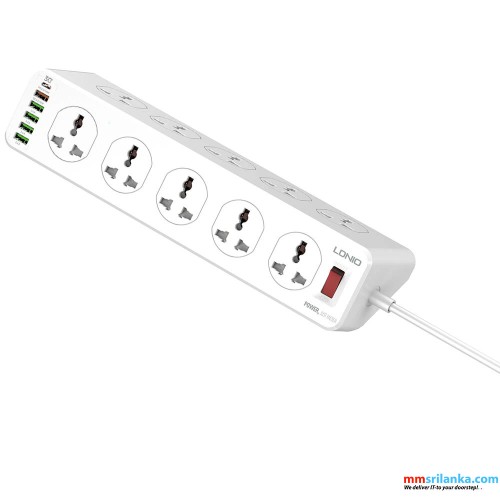 LDNIO SC10610 30W 6-Port USB Charger Power Strip (6M)